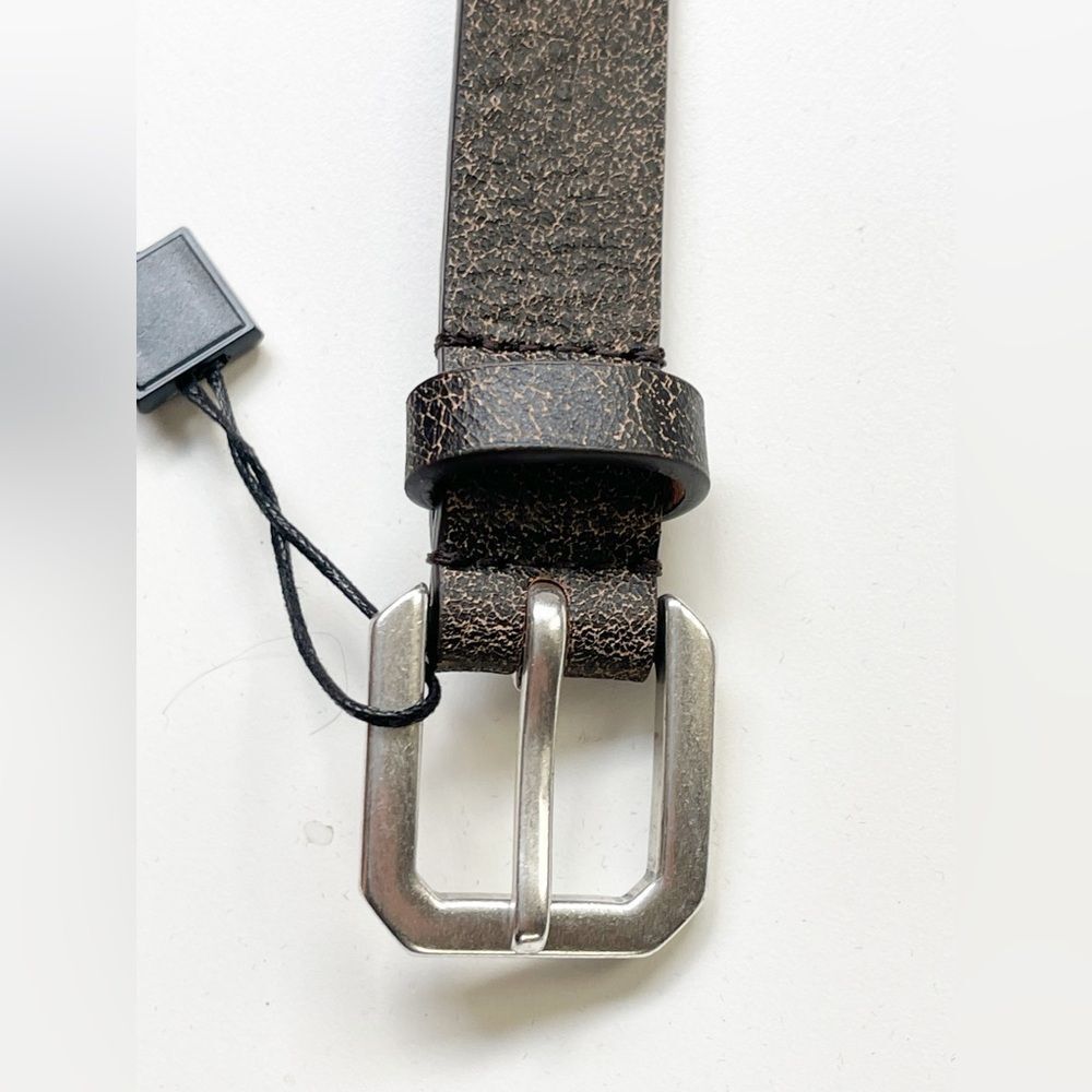 The Kooples Brown leather silver studded thin leather belt Punk Rock size 1 NWT - Picture 4 of 5